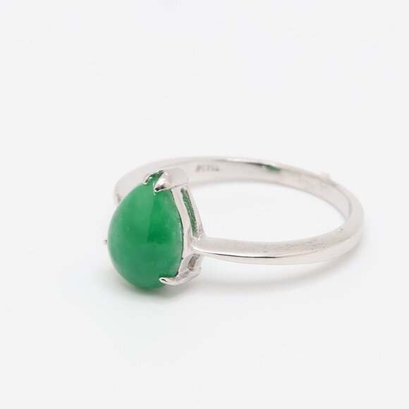 Vintage Sterling Silver Jade Teardrop/Pear Shape Ring - Picture 8 of 9